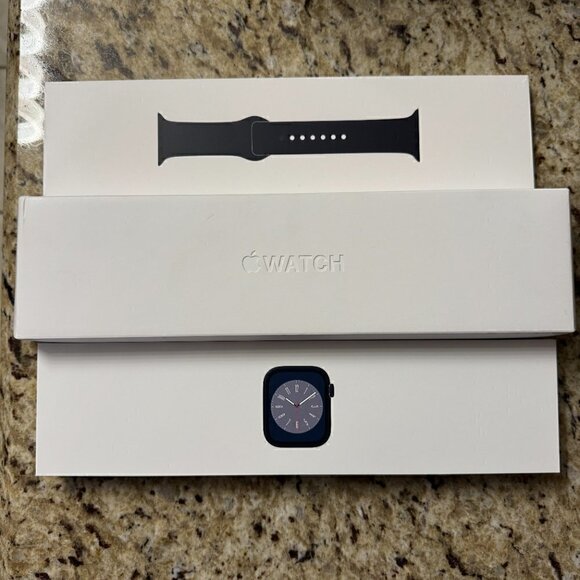 Apple Watch Series 8 EMPTY BOX Midnight with 1 large bottom strap - Picture 4 of 7